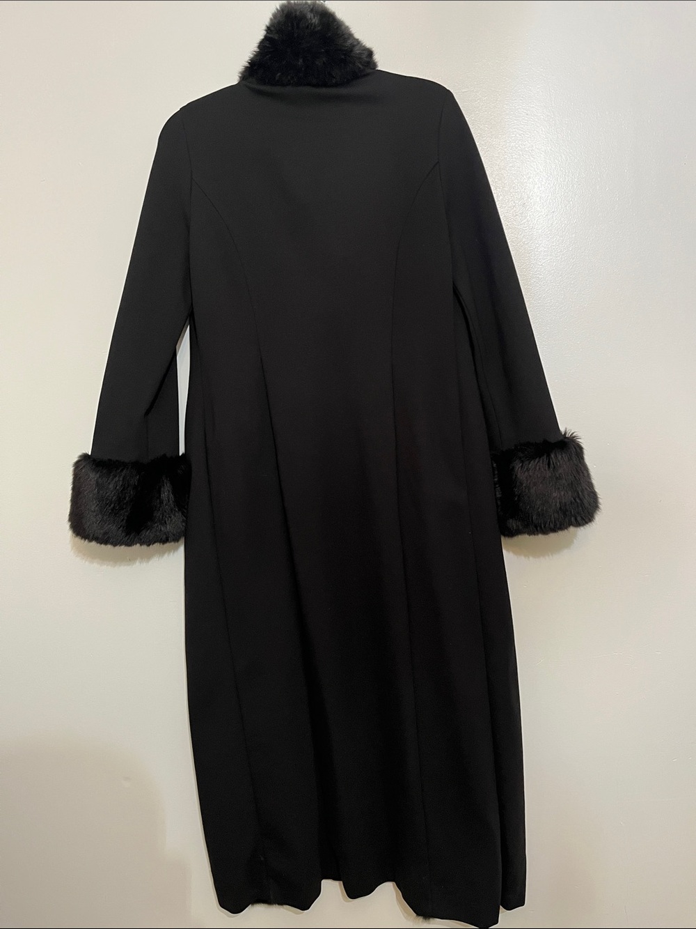 Joseph Ribkoff Black Long Coat with Faux Fur Trim - Picture 5 of 9